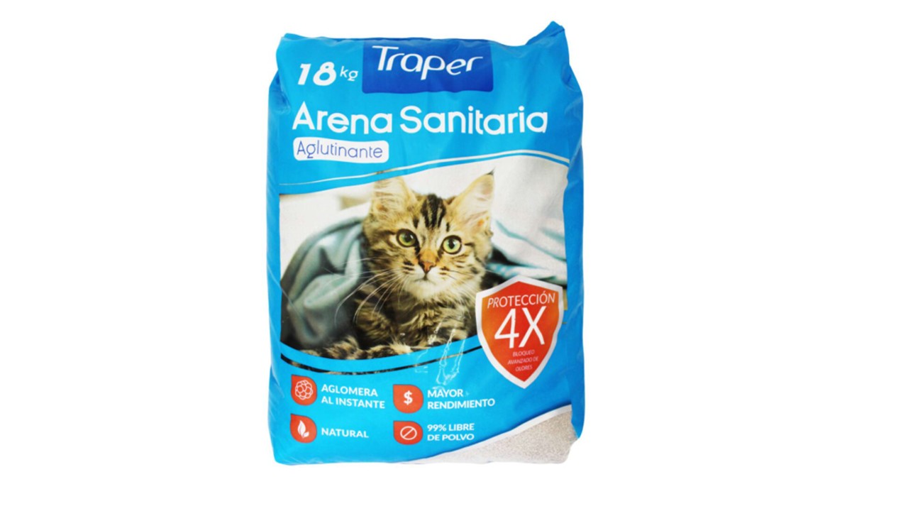 Arena Sanitaria Aglutinante Para Gatos Traper 18 Kilos