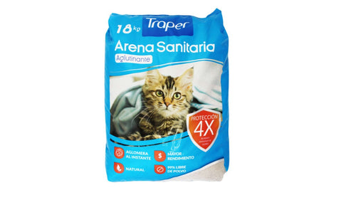 Arena Sanitaria Aglutinante Para Gatos Traper 18 Kilos