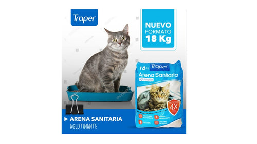 Arena Sanitaria Aglutinante Para Gatos Traper 18 Kilos